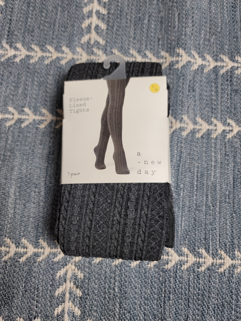 a new day Fleece-Lined Cable Knit Tights - Charcoal
